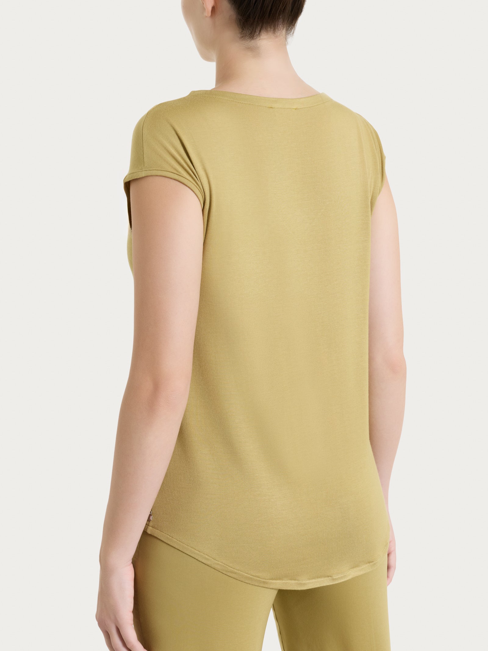 Maglietta con scollo a V incrociato in Viscosa Summer - Khaki