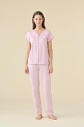 pigiama donna manica corta abbottonato pantalone lungo